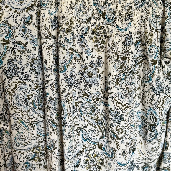 Westport Size-XL White/Blue Floral Top Flowy Bohemian Bell Sleeves Stretch Smock - Picture 6 of 13